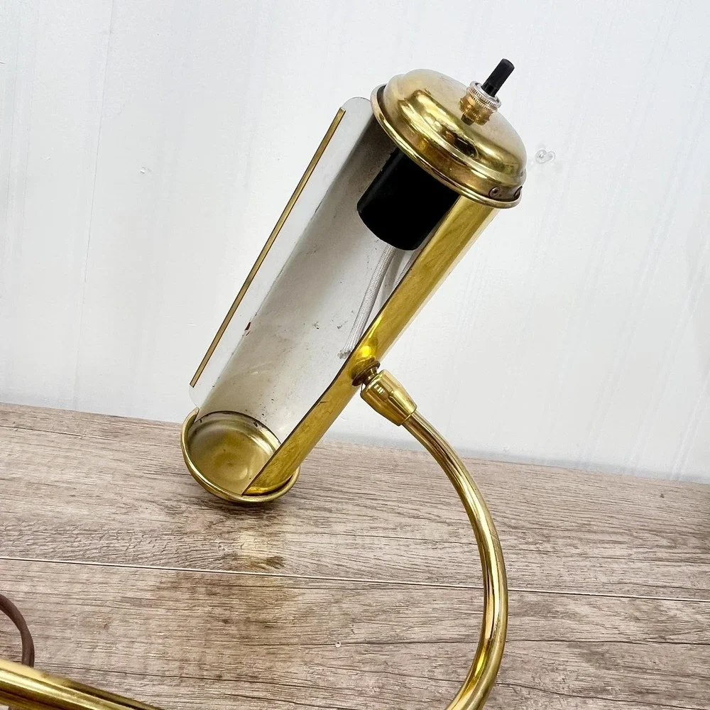 Vintage‎ Brass Bankers Desk Lamp: Maximalist Gold Decor